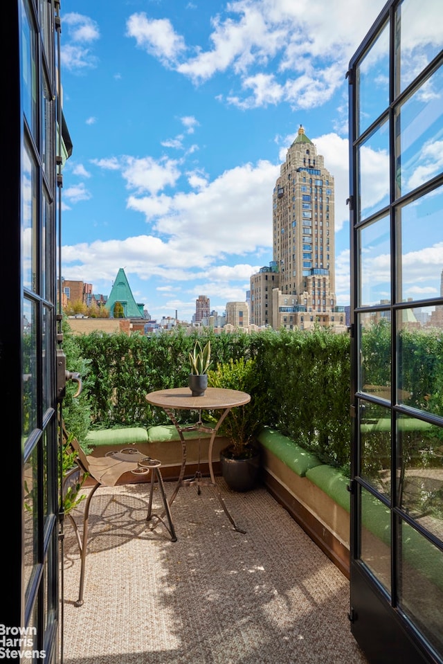 balcony with a city view