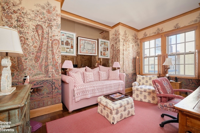 3 E 77th St Unit 15B, New York City, NY 10075 - office area with wood finished floors and ornamental molding