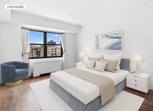 bedroom with visible vents and wood finished floors