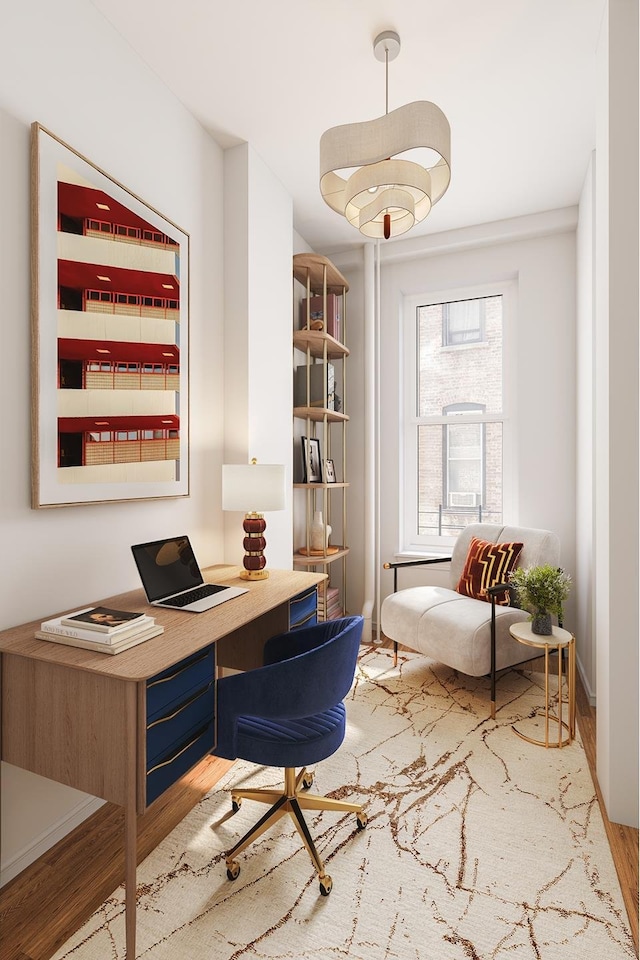office space featuring wood finished floors