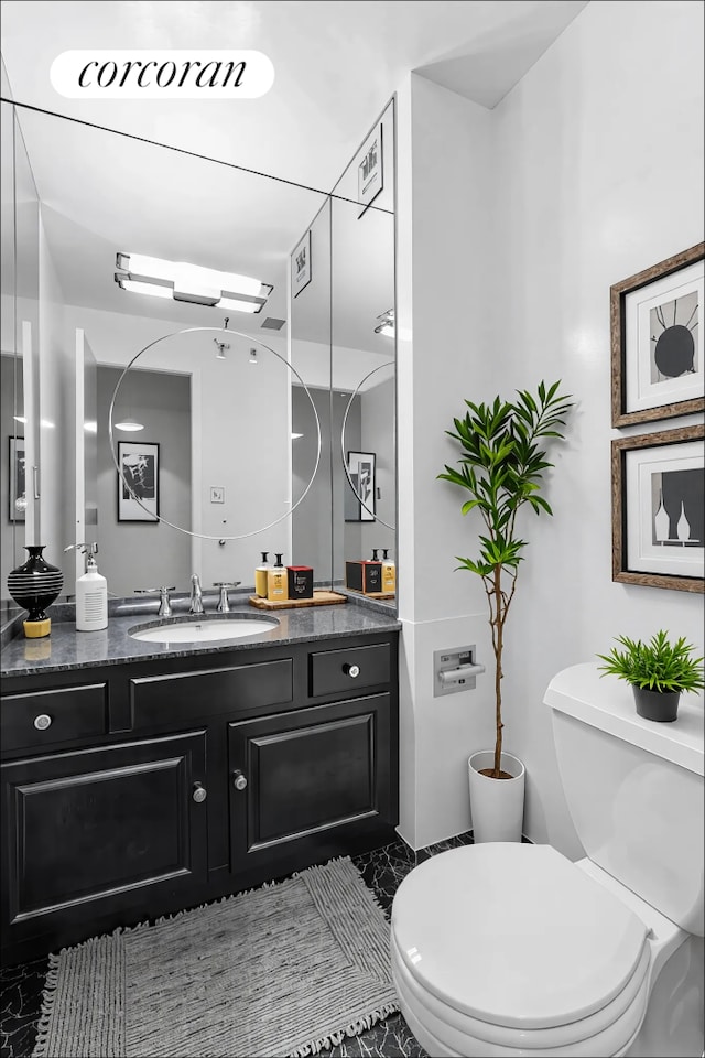 bathroom with toilet and vanity