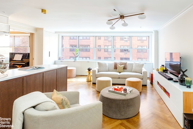 310 E 70th St Unit 4Lm, New York City, NY 10021 - living area with crown molding
