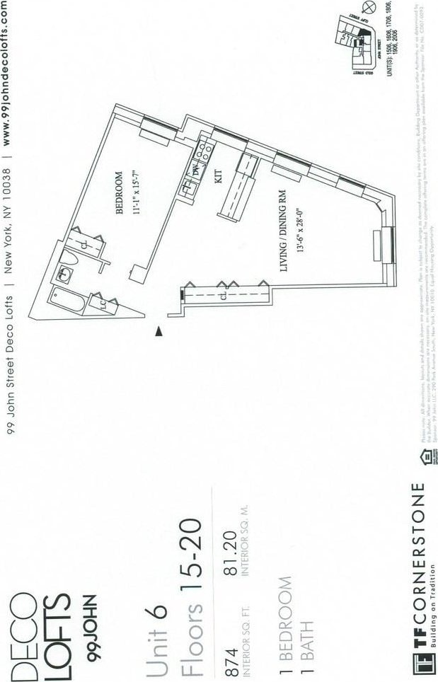 99 John St Unit 2006, New York City, NY 10038 - view of floor plan / room layout