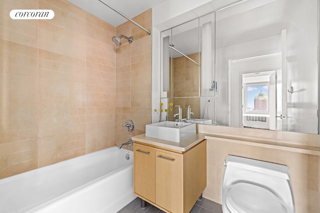 306 Gold St Unit 25D, New York City, NY 11201 - bathroom featuring tub / shower combination, vanity, and toilet