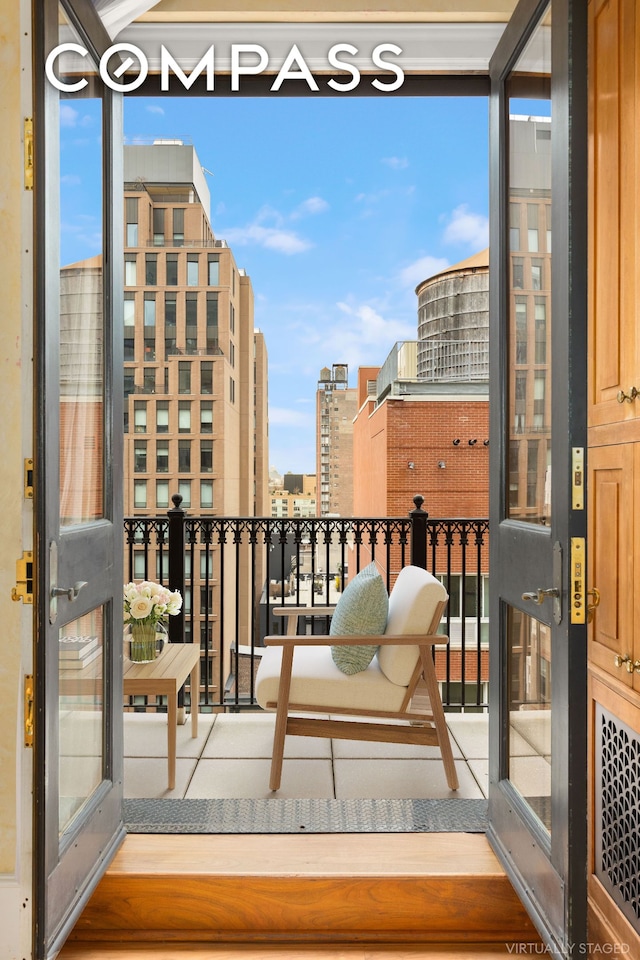balcony with a view of city