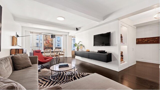 333 W 56th St Unit 8I, New York City, NY 10019 - bedroom with baseboards, wood finished floors, and recessed lighting