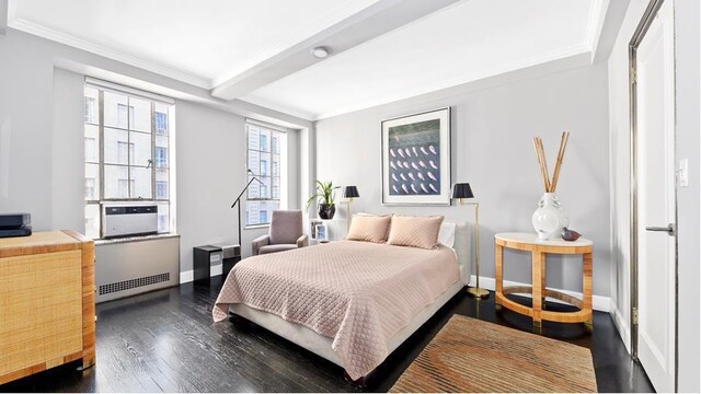 333 W 56th St Unit 8I, New York City, NY 10019 - living area with wood finished floors, baseboards, and cooling unit