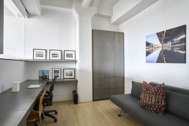 30 Main St Unit 7H, New York City, NY 11201 - office with light wood-style floors and built in desk