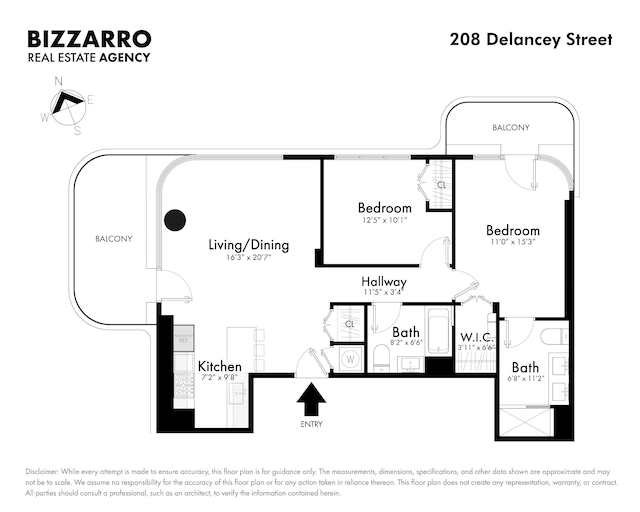 208 Delancey St Unit 8F, New York City, NY 10002 - floor plan / room layout