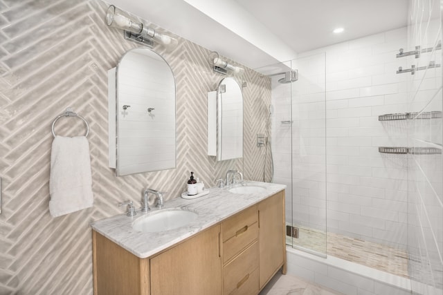 69 5th Ave Unit 9Gh, New York City, NY 10003 - full bath featuring a tile shower and double vanity