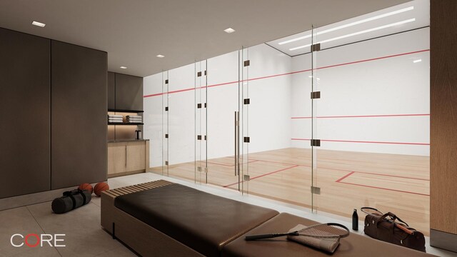 555 W 22nd St Unit Ph16Ae, New York City, NY 10011 - exercise room with tile patterned flooring