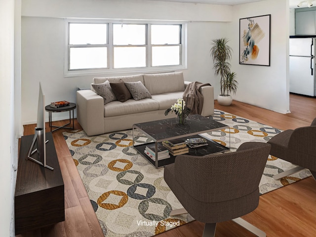 living room featuring light wood-style floors