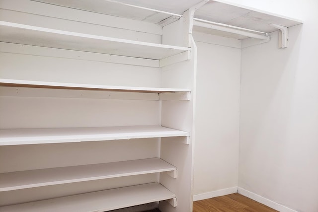 spacious closet with wood finished floors
