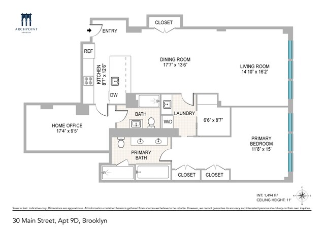 30 Main St Unit 9D, New York City, NY 11201 - property floor plan