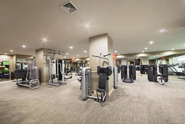 845 United Nations Plz Unit 52C, New York City, NY 10017 - workout area featuring light carpet and recessed lighting