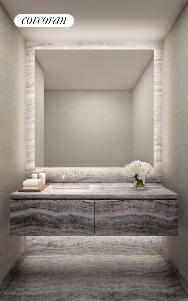 500 W 18th St Unit West18D, New York City, NY 10011 - bathroom with baseboards