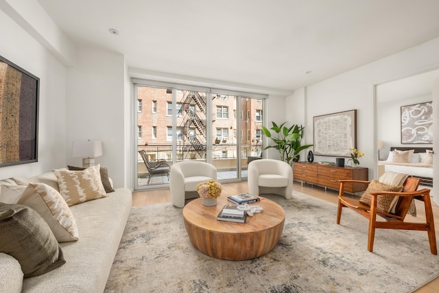 living room with wood finished floors