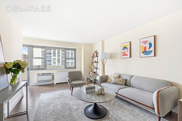 100 W 93rd St Unit 11J, New York City, NY 10025 - living room featuring wood finished floors and an AC wall unit