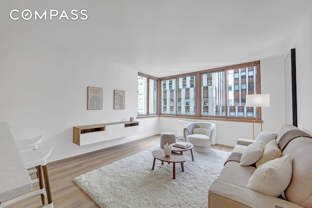 living area featuring wood finished floors