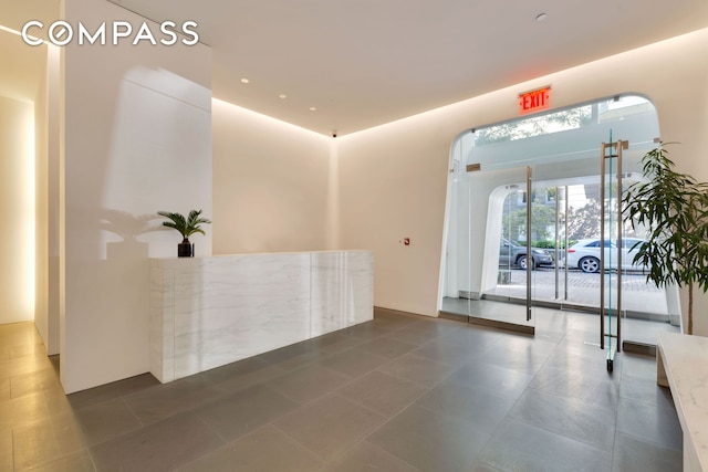 welcome area with arched walkways
