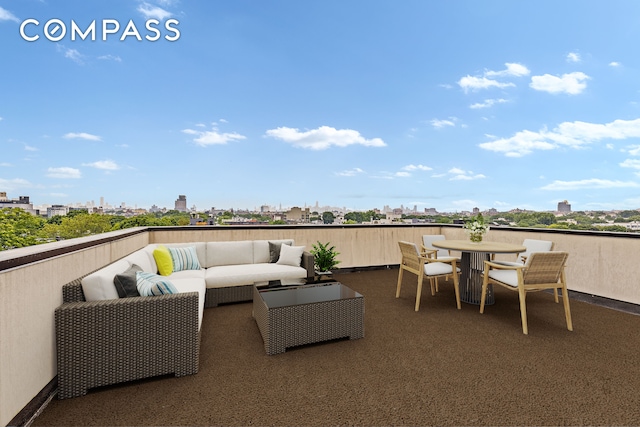 40 Schaefer St Unit 3R, New York City, NY 11207 - view of patio with an outdoor hangout area, a city view, and outdoor dining space