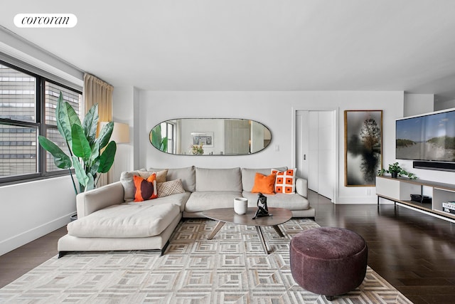 7 E 14th St Unit 1406, New York City, NY 10003 - living room with wood finished floors and baseboards