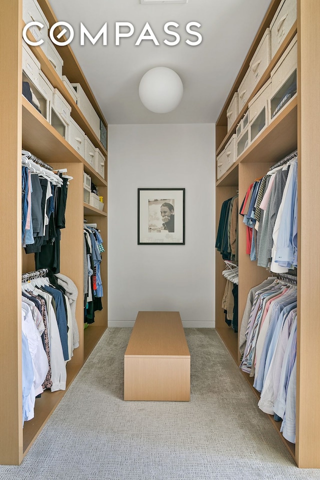 spacious closet with carpet flooring