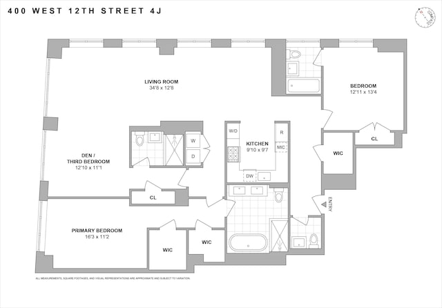 400 W 12th St Unit 4J, New York City, NY 10014 - plan
