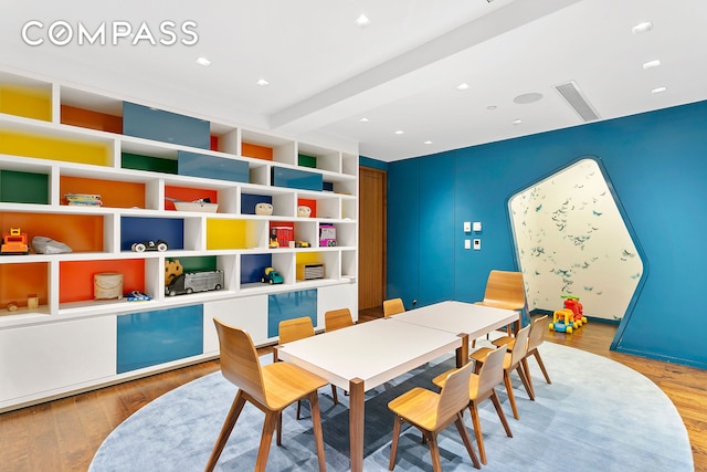 400 W 12th St Unit 4J, New York City, NY 10014 - recreation room with beam ceiling and wood finished floors