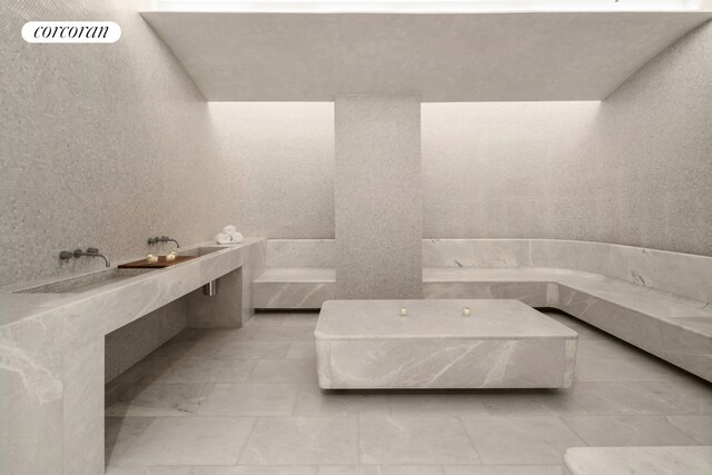 49 Chambers St Unit 5D, New York City, NY 10007 - full bath with a tub and tile patterned floors