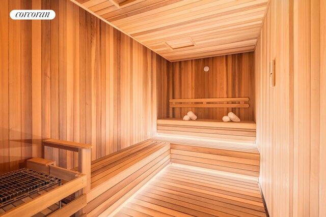 49 Chambers St Unit 5D, New York City, NY 10007 - sauna featuring wooden walls and wooden ceiling