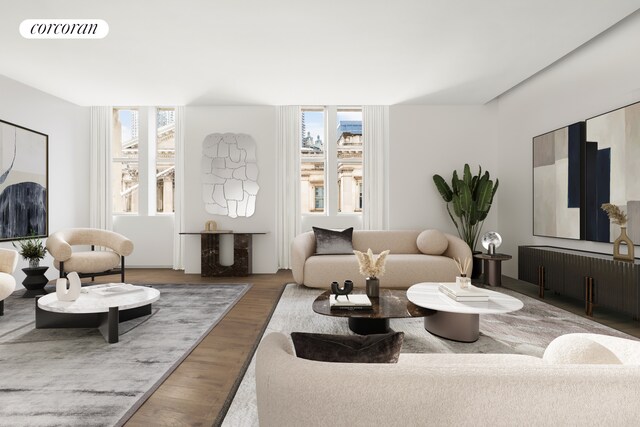 49 Chambers St Unit 5D, New York City, NY 10007 - living area with wood finished floors