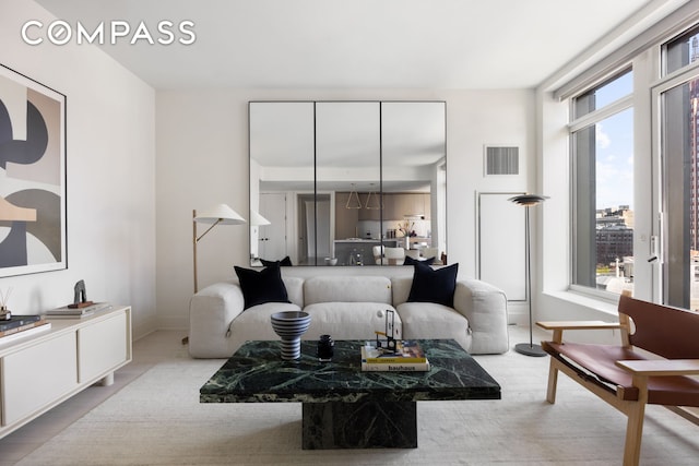 living area with baseboards