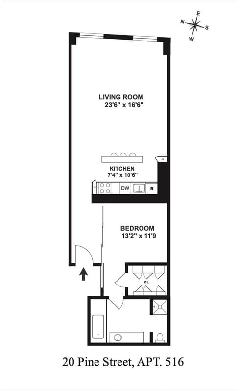 20 Pine St Unit 516, New York City, NY 10005 - property floor plan