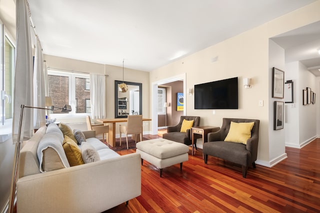 425 5th Ave Unit 19A, New York City, NY 10016 - living area with dark wood finished floors and baseboards
