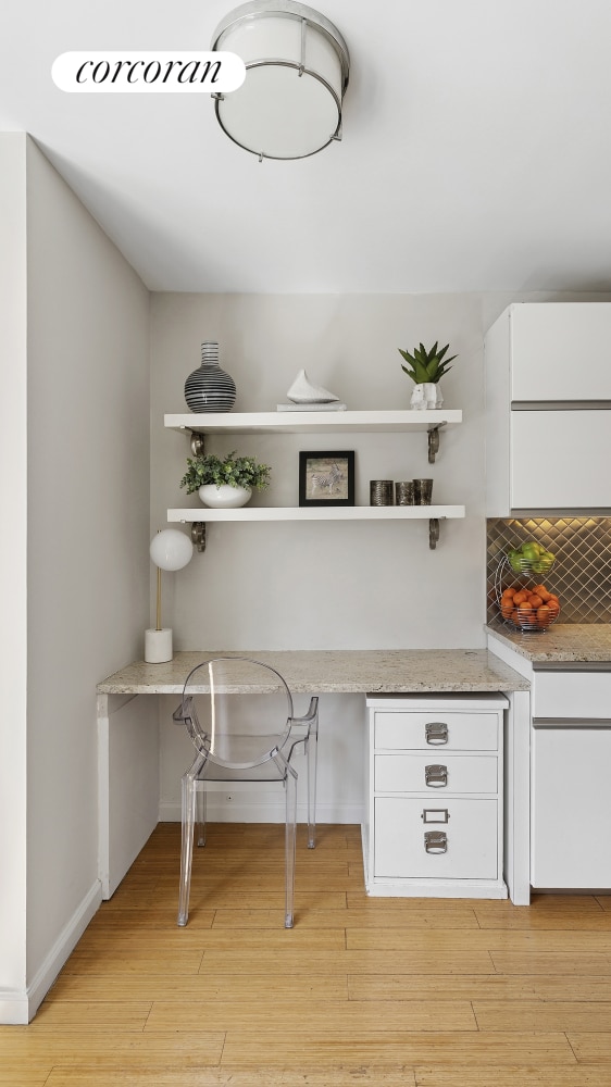 100 W 93rd St Unit 8K, New York City, NY 10025 - unfurnished office with light wood finished floors and built in desk