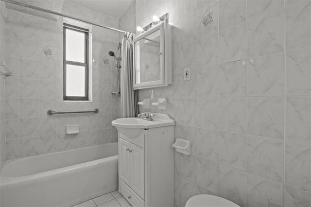 620 W 239th St Unit 6B, New York City, NY 10463 - full bath with vanity, tile patterned flooring, shower / bathtub combination with curtain, and toilet