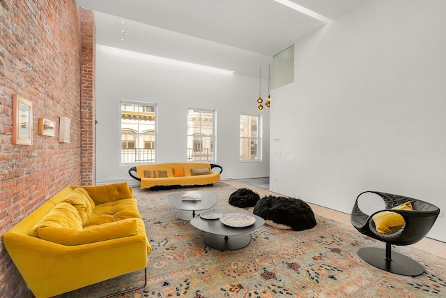 55 Walker St Ph, Ph, New York City, NY 10013 - sitting room with brick wall and a high ceiling