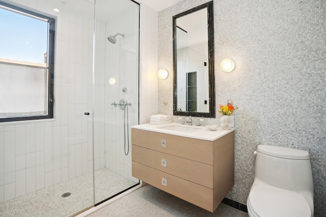 438 E 12th St Phd, Phd, New York City, NY 10009 - full bathroom with vanity, a tile shower, and toilet