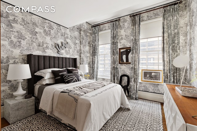 400 W 12th St Unit Th3, New York City, NY 10014 - bedroom with wallpapered walls
