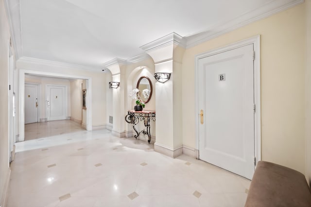 425 E 51st St Unit 5G, New York City, NY 10022 - entrance foyer with ornamental molding and light tile patterned floors