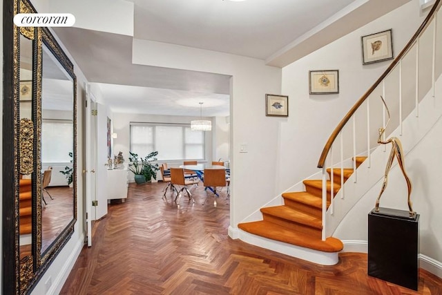staircase with baseboards