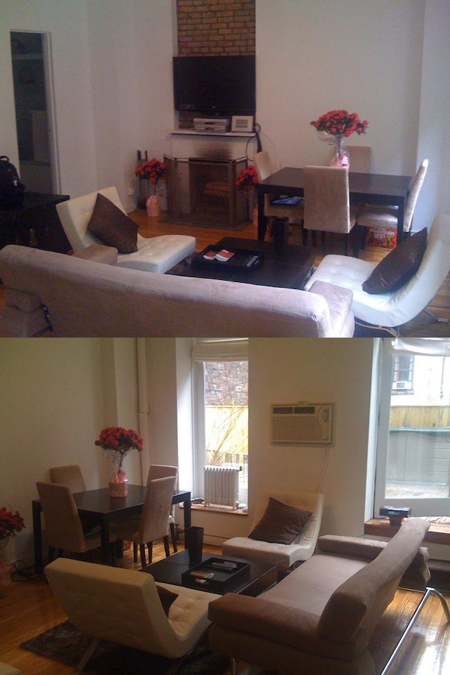 207 W 21st St Unit 3R, New York City, NY 10011 - living room featuring wood finished floors and an AC wall unit