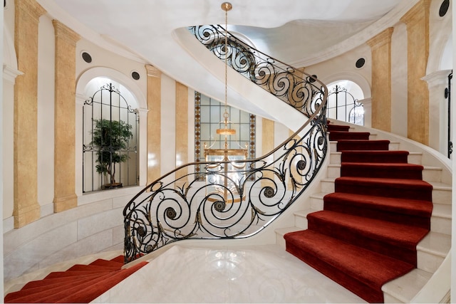 349 W 86th St, New York City, NY 10024 - stairway featuring a towering ceiling