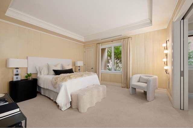 349 W 86th St, New York City, NY 10024 - carpeted bedroom featuring ornamental molding and a tray ceiling