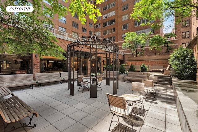 view of patio featuring a gazebo