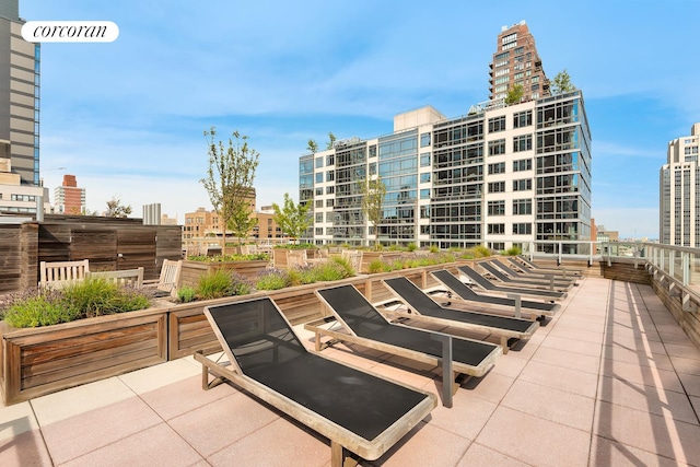 view of patio / terrace with a city view