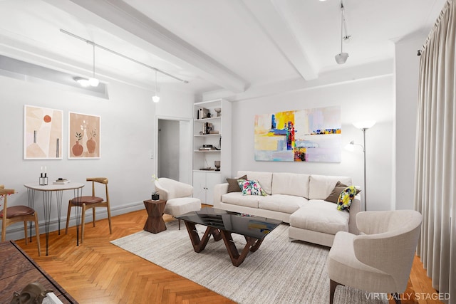 760 W End Ave Unit 1B, New York City, NY 10025 - living room with beam ceiling