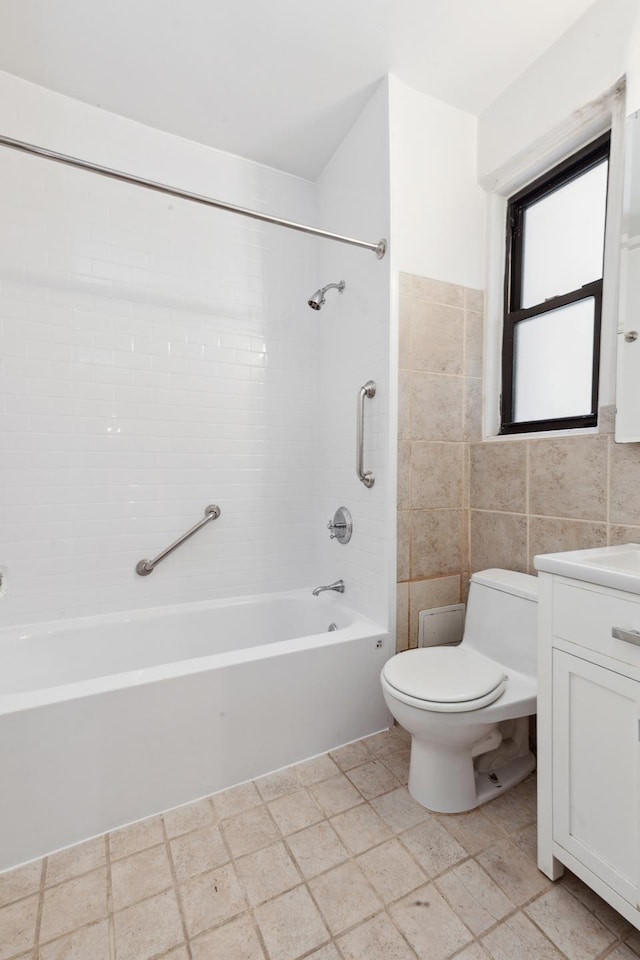 760 W End Ave Unit 1B, New York City, NY 10025 - full bath with toilet,  shower combination, vanity, and tile walls