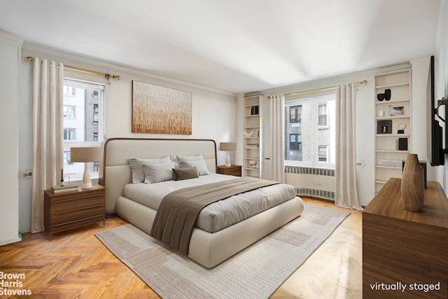 bedroom with radiator heating unit